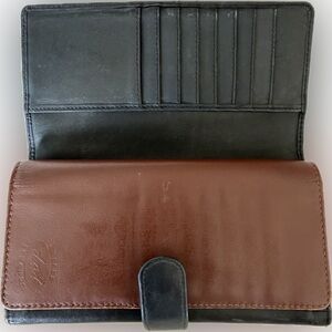 Derek Alexander Leather Wallet Black Brown Organizer RFID Travel Clutch